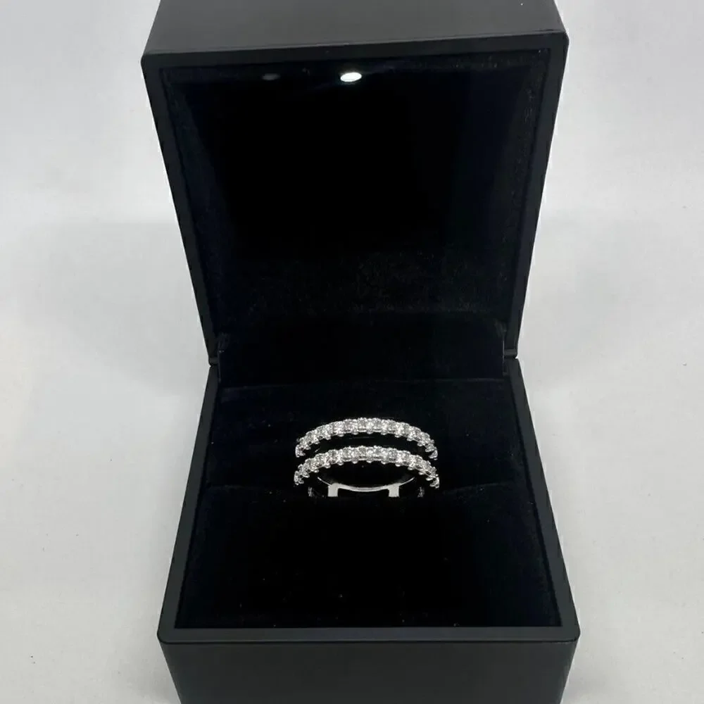 Moissanite Diamond Ring Enhancer Wedding Band GRA Certified 925 18K White Gold